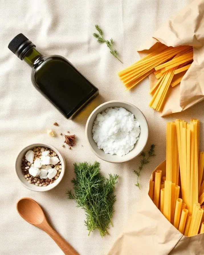Pantry staples on linen