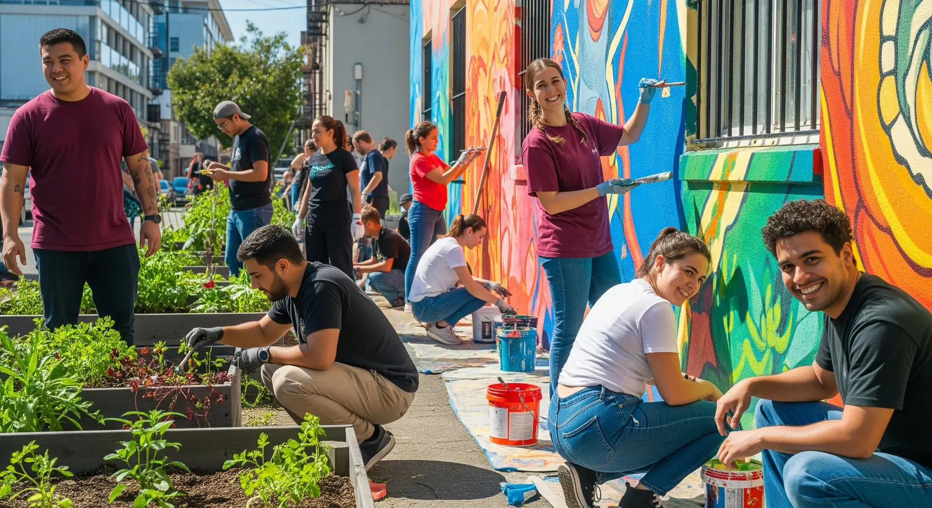 Community volunteers working together